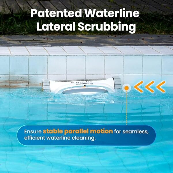 Poolmate Hydro 3 Robotic Pool Cleaner for Inground/Above Ground Pools, 150W Cordless Pool Vacuum, Max 200min Runtime, 4.1L Filter Basket, Auto Waterline/Wall Cleaning, Max 1076 sq.ft Coverage - Image 2