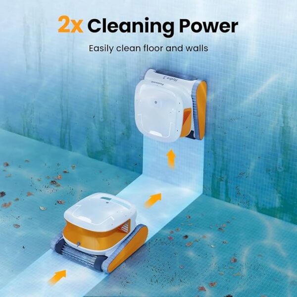 Poolmate Hydro 3 Robotic Pool Cleaner for Inground/Above Ground Pools, 150W Cordless Pool Vacuum, Max 200min Runtime, 4.1L Filter Basket, Auto Waterline/Wall Cleaning, Max 1076 sq.ft Coverage - Image 3