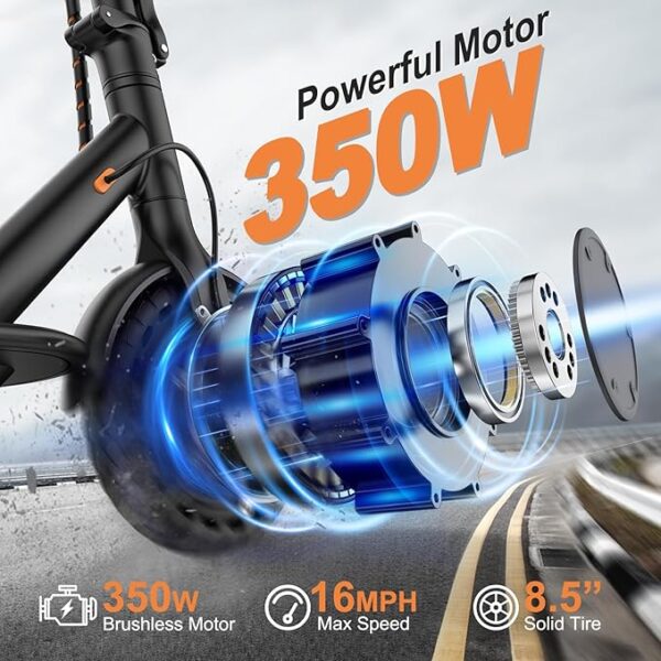 VOLPAM Electric Scooter, Powerful 350W/500W Motor, Max 12/19/28Miles Long Range, Top Speed 16/19/21 MPH, 8.5" /10'' Solid Tires, E Scooter for Adults and Teens - Image 5