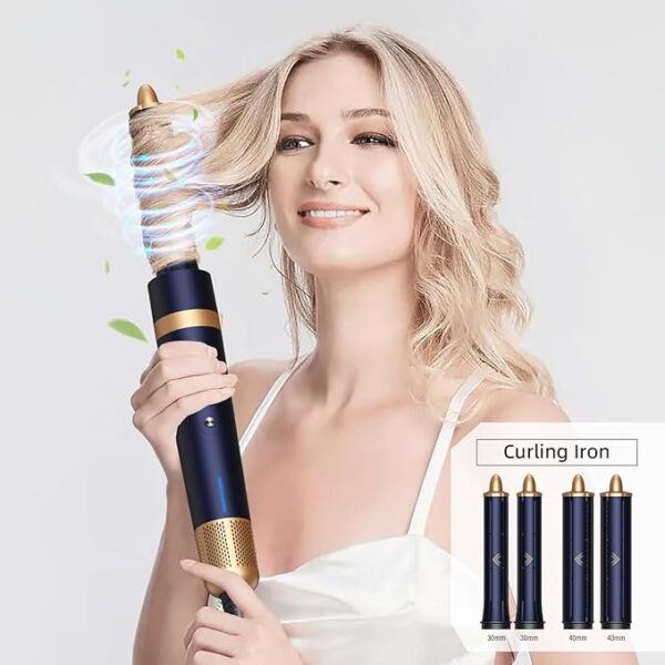 T-GOGO Hair Dryer Brush Professional: 6 in 1 Hot Air Hair Styler & Dryer Set, Powerful Hair Air Curling Iron High-Speed Negative Ionic Blow Dryer, Auto-Wrap, No Heat Damage (Dark Blue) - Image 6