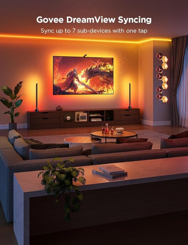 Govee TV Backlight 3 Lite with Fish-Eye Correction Function Sync to 75-85 Inch TVs, 16.4ft RGBICW Wi-Fi LED Strip Lights with Camera, 4 Colors in 1 Lamp Bead, Voice and APP Control, Adapter - Image 4