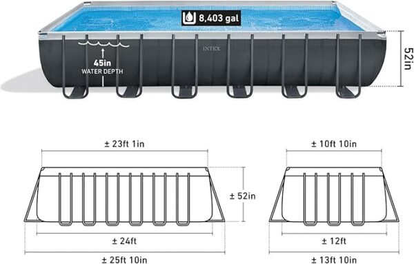 INTEX ZX100 Auto Pressure Side Pool Cleaner and 24 Foot x 12 Foot x 52 Inch Rectangular Ultra XTR Frame Swimming Pool with Pump - Image 4