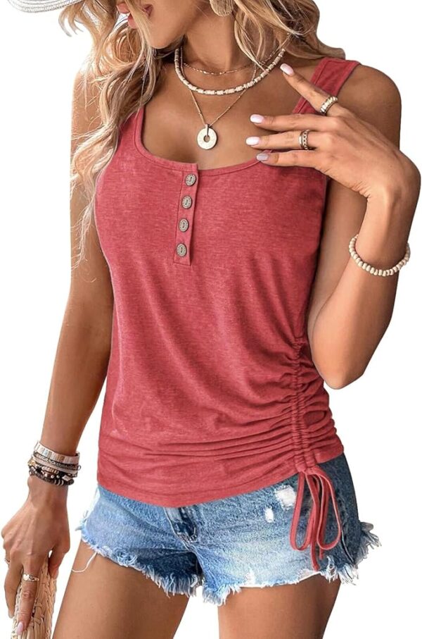Womens Tank Tops, 2 Pack Summer Tank Tops for Women 2025, Sleeveless U Neck Loose Button Casual Henley Tops Shirts - Image 3