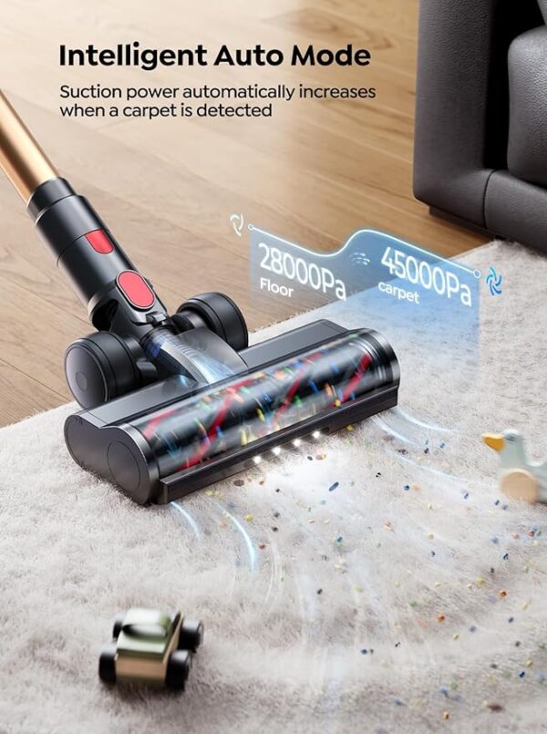 Cordless Vacuum Cleaner, 550W 45KPA 60 Mins Runtime Self-Standing Vacuum Cleaners for Home, Stick Vacuum with Charging Dock Station Removable Battery, Handheld Vacuum for Pet Hair/Carpet/Floor - Image 5