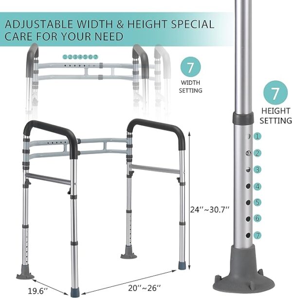 FSA/HSA Eligible Toilet Safety Rails, Adjustable Toilet Frame for Elderly, Seniors, Handicap & Disabled, Foldable Handicap Toilet Handles Fit Any Toilets (300 LB) - Image 6