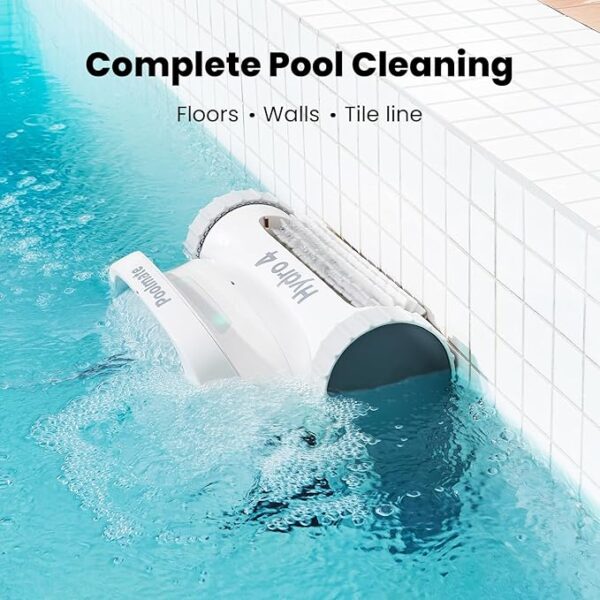 Hydro 4 Pool Robot, Pool Vacuum for Inground and Aboveground Pools, Floor, Wall and Waterline Cleaning and Scrubbing, Smart WiFi and Blutooth App Control, 50' Cord, Large Top Load Fine Filter Basket - Image 3