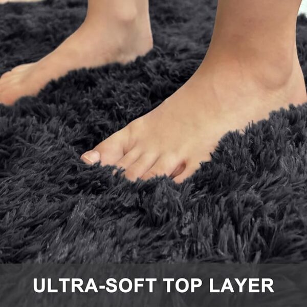 OLANLY 9x12 Machine Washable Large Area Rugs for Living Room, Bedroom, Soft Fluffy Shaggy Bedside Rug, Indoor Floor Carpet for Kids Girls and Boys, Dorms, Nursery, Home Decor Aesthetic, Black - Image 6