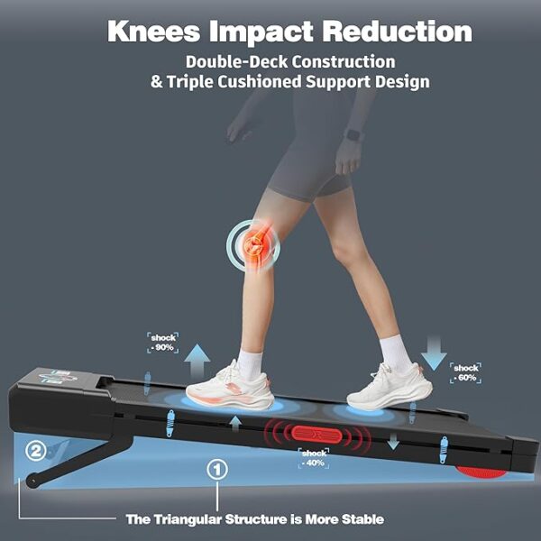 Walking Pad Treadmill with 12% 9-Level Auto Incline, 450 lbs Capacity and RGB LED Screen Under Desk Treadmill with Hiking Mode, Compact Treadmills for Home Small/Office - Image 2