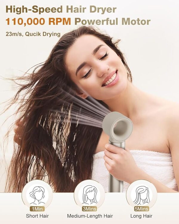 7MAGIC Hair Dryer Brush & 6 in 1 Hair Styler,110,000 RPM High-Speed Negative Ionic Hair Dryer Fast Drying, Multi Hair Styler, Professional Blow Dryer Brush for Curling Volumizing Straightening Styling - Image 5