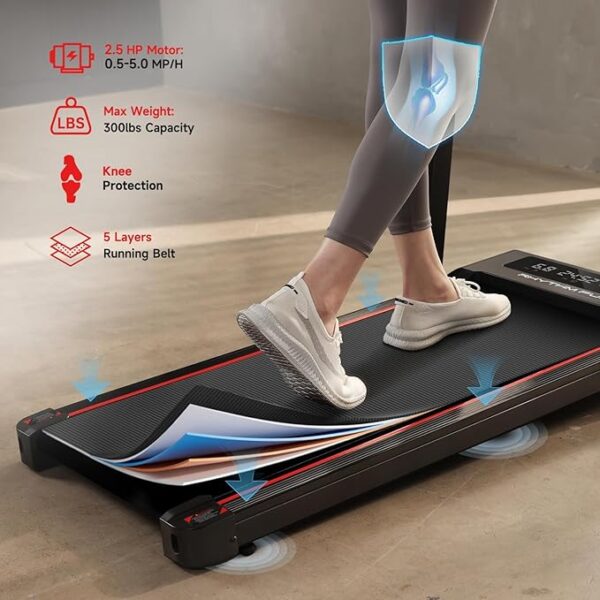 RHYTHM FUN Treadmill with Incline, Walking Pad Treadmill with Handle Bar, 300lbs Foldable Treadmill Incline with APP, Portable Folding Treadmills for Home/Office with Low Noise - Image 5