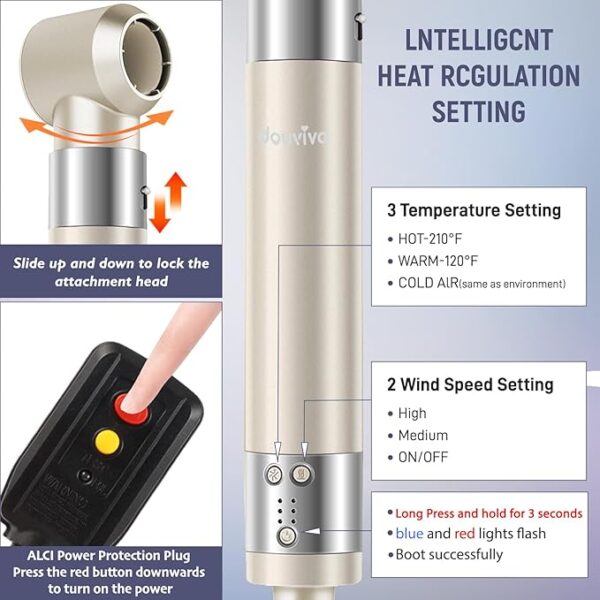 6 in 1 Hair Air Styler, Ionic Hair Dryer Brush 110,000 RPM High-Speed Frizz- Free Hot-Air Auto Wrap Curlers, Multi Hair Styler, Blow Dryer for Fast Drying Straightening Volumizing Curling Styling - Image 6