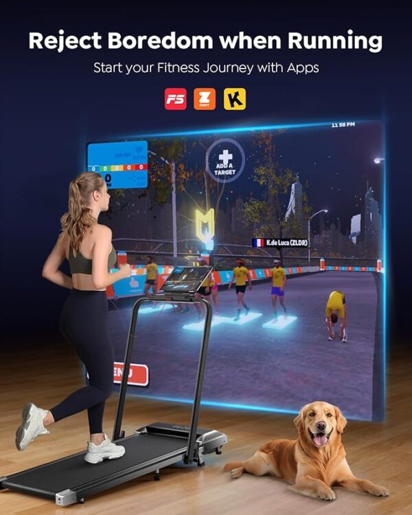 Walking Pad Treadmill with Incline, 2 in 1 Foldable Treadmills for Home Small Office, 300lbs Portable Compact Under Desk Treadmill with App, Remote Control and LED Display - Image 4