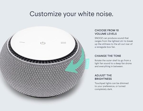 SNOOZ Smart White Noise Sound Machine - Real Fan Inside for Non-Looping White Noise, Sleep Aid for Adults, Travel, Sleeping, Bedroom, Portable, Baby Registry Essential - Cloud - Image 5