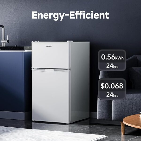 BANGSON Mini Fridge with Freezer, 2 Door Small Refrigerator with Freezer, Mini Fridge for Bedroom, 3.2 CU.FT, For Home, Office, Dorm, Garage or RV, (White) - Image 3