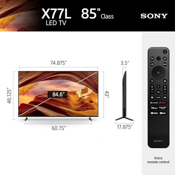 Sony 85 Inch 4K Ultra HD TV X77L Series: LED Smart Google TV KD85X77L- Latest Model, Black - Image 5