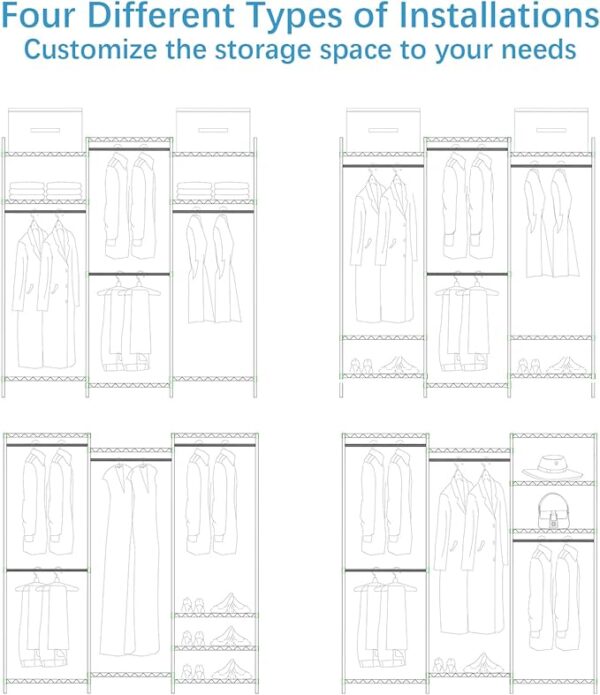 VIPEK V5C Heavy Duty Covered Clothes Rack Portable Bedroom Armoires Rack, Black Metal Clothing Rack with Black Cover, Adjustable Custom Freestanding Closet Wardrobe, Max Load 800LBS - Image 3