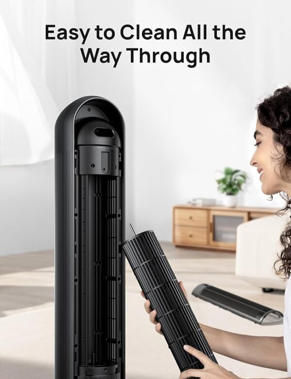 Dreo Tower Fan for Bedroom, 25ft/s Velocity 28dB Quiet Floor Fan, 90° Oscillating Fans for Indoors with 4 Speeds, 4 Modes, 8H Timer, Bladeless Standing Fan, Black, Nomad One (DR-HTF007) - Image 5