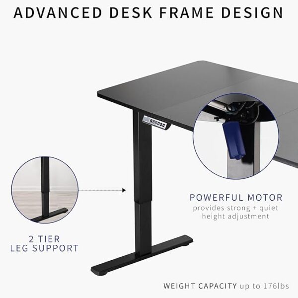 VIVO Electric 71 x 30 inch Standing Desk Workstation, Memory Controller Height Adjustment, 1B Series, Dark Walnut Top Black Frame, DESK-KIT-1B7D - Image 3