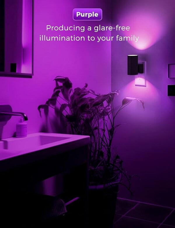 L LOHAS LED [2 Pack] Halloween Purple Night Light, Light Plug in with Sensor, Adjustable Brightness, Dimmable Lights Decorative for Christmas, Holiday, Home Decor, Party Bathroom - Image 3