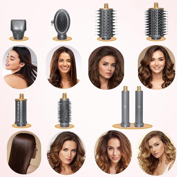 8 in 1 Hair Wrap Air Styler, Flex Magic Air Curler for Hair Dupe, Hot Air Brush Styler and Dryer in One Style, Autowrap Airstyler, Gray - Image 5