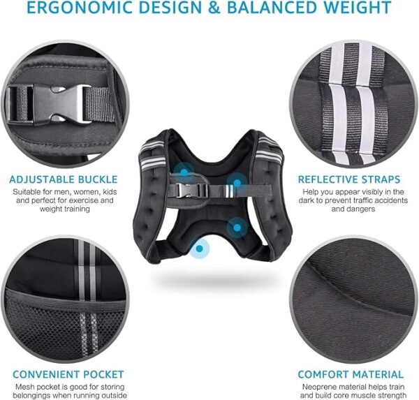 Weighted Vest Weight Vest for Men Women Kids Weights Included, Body Weight Vests Adjustable for Running, Training Workout, Jogging, Walking - Image 5
