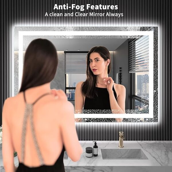 LOAAO 48X36 LED Bathroom Mirror with Lights, Anti-Fog, Dimmable, Backlit + Front Lit, Lighted Bathroom Vanity Mirror for Wall, Shatter-Proof, Memory Function, ETL Listed - Image 5