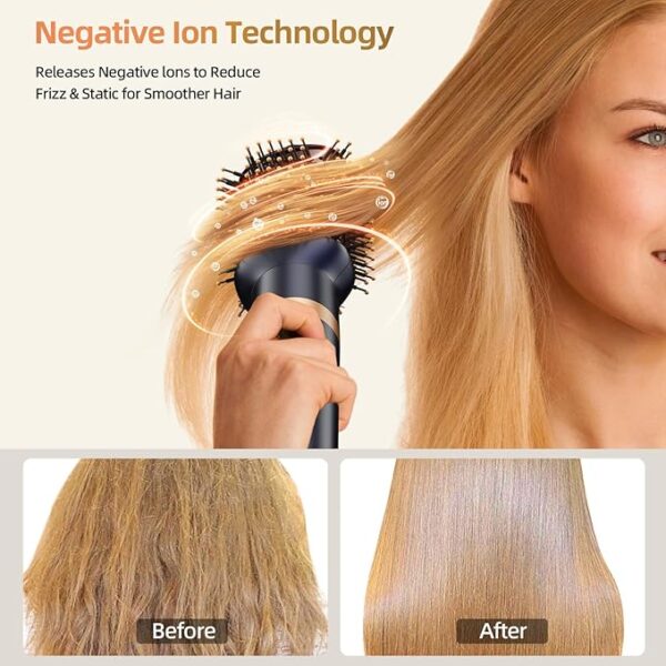 T-GOGO Hair Dryer Brush Professional: 6 in 1 Hot Air Hair Styler & Dryer Set, Powerful Hair Air Curling Iron High-Speed Negative Ionic Blow Dryer, Auto-Wrap, No Heat Damage (Dark Blue) - Image 2