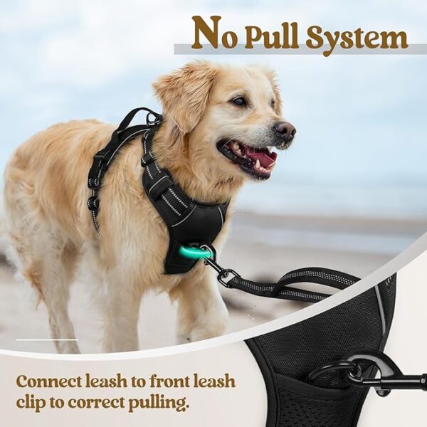 rabbitgoo Dog Harness No Pull with 2 Leash Clips, Adjustable Soft Padded, Reflective Oxford No Choke Pet Vest with Easy Control Handle for Large Dogs, Black, L - Image 5