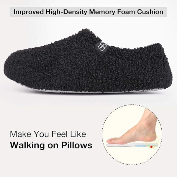 HomeTop Women's Fuzzy Curly Fur Memory Foam Loafer Slippers with Polar Fleece Lining - Image 2