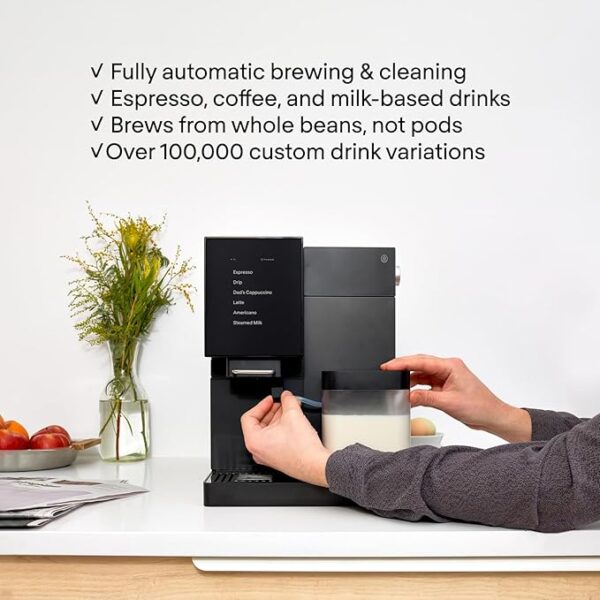 Terra Kaffe Super Automatic Espresso Machine - App-Enabled Coffee Machine - Auto Wake & Sleep - All Milk Types - Roaster-Approved Espresso Settings - Cappuccino Machines for Home - Black TK-02 - Image 5
