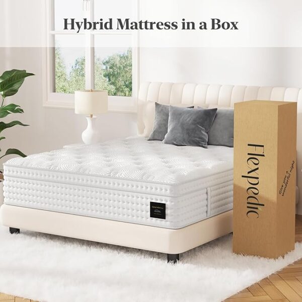 Queen Mattress, 14-Inch Luxury Hybrid Mattress, Fiberglass-Free Mattress in a Box with Gel-infused Memory Foam, Individual Pocket Spring for Motion Isolation-Edge Support,CertiPUR-US,10-Year Warranty - Image 4