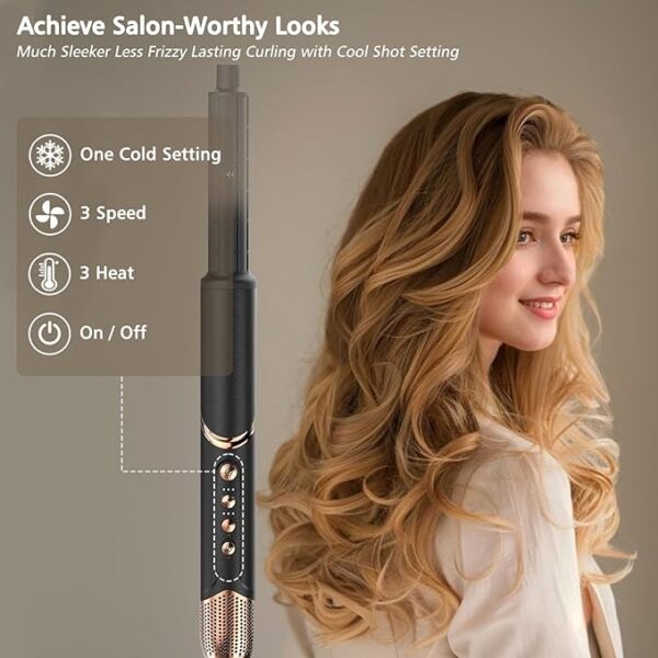 Auto Airwrap Hair Styler & Dryer, 5 in 1 Multi Styling Hot Air Dryer Brush Curler for Hair, High Speed 110000 RPM Negative Lonic Frizz-Free, Fast Drying Curling Volumizing Straightening Magic Styler - Image 4