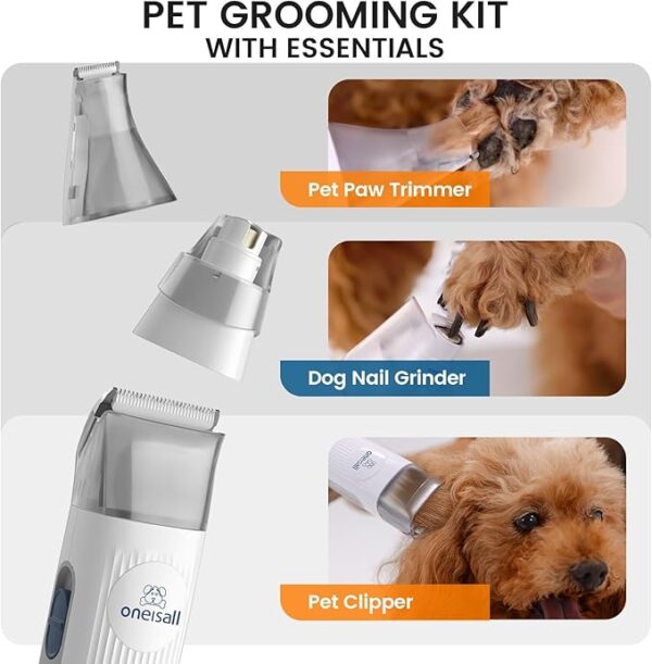 oneisall Dog Hair Vacuum & Dog Grooming Kit, Pet Grooming Vacuum with Pet Clipper Nail Grinder, 1.5L Dust Cup Dog Brush Vacuum with 7 Pet Grooming Tools for Shedding Pet Hair, Home Cleaning - Image 2