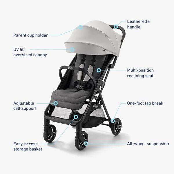 Graco Ready2Jet Travel System – Overhead Friendly Compact Travel Stroller with Automatic Fold and SnugRide Infant Car Seat - Image 5
