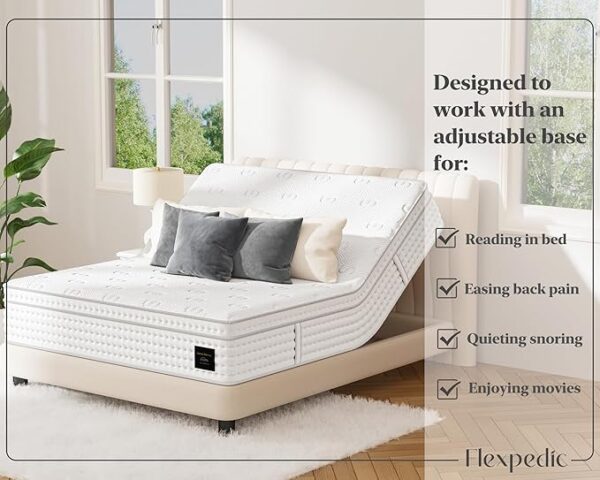 Queen Mattress, 14-Inch Luxury Hybrid Mattress, Fiberglass-Free Mattress in a Box with Gel-infused Memory Foam, Individual Pocket Spring for Motion Isolation-Edge Support,CertiPUR-US,10-Year Warranty - Image 3