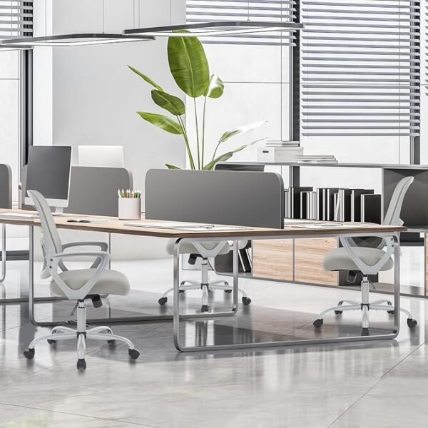 Office Computer Desk Managerial Executive Chair, Ergonomic Mid-Back Mesh Swivel Rolling Work with Wheels, Comfortable Lumbar Support, Comfy Arms for Home, Bedroom, Study, Student, Black - Image 4