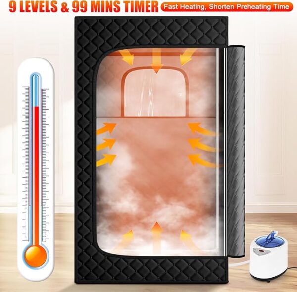 Sauna Box, Portable Steam Sauna, Portable Sauna for Home, Sauna Tent with Steamer, 9 Levels, 2.6’ x 2.6’ x 5.9’ - Image 5