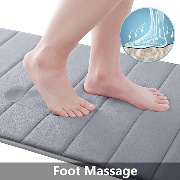 Buganda Memory Foam Bath Mat, 44" x 24", Ultra Soft and Non-Slip Bathroom Rugs, Water Absorbent and Machine Washable Bath Rug Runner for Bathroom, Shower, and Tub, Medium Grey - Image 5