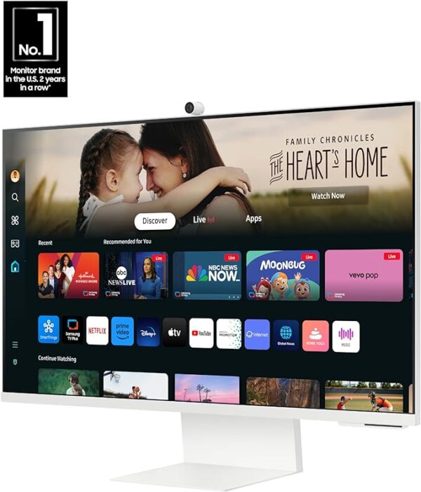 SAMSUNG 32-Inch M8 (M80D) Series 4K UHD Smart Monitor with Streaming TV, Speakers, HDR10+, AI Upscaling, USB-C, Ergonomic Stand, SlimFit Camera, Gaming Hub, LS32DM801UNXZA - Image 3