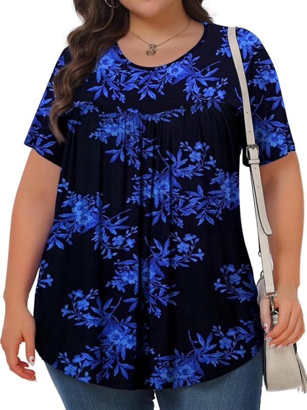Womens Plus Size Tops Tunic Short Sleeve Crew Neck Shirts Casual Soft Blouse 1X-5X - Image 4