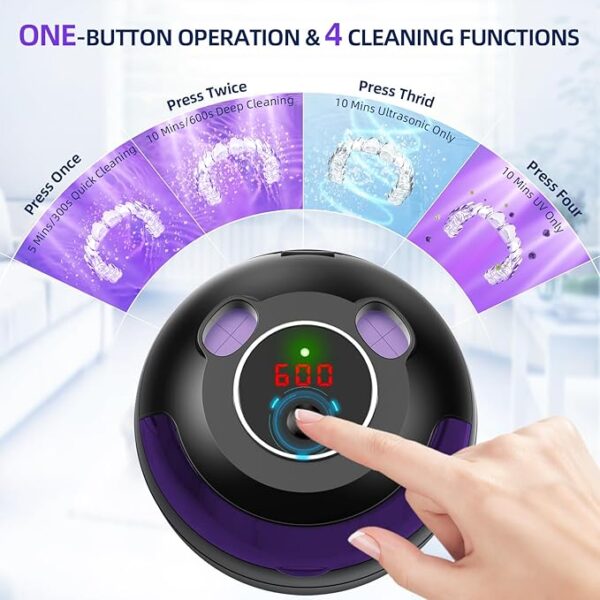 Ultrasonic Retainer Cleaner, Retainer Cleaner Machine for Dentures, Mouth Guards, Braces, Toothbrush Heads, Jewelry with 200ML Capacity, 45kHz Retainer Cleaning, 4 Modes for All Dental Appliances - Image 4