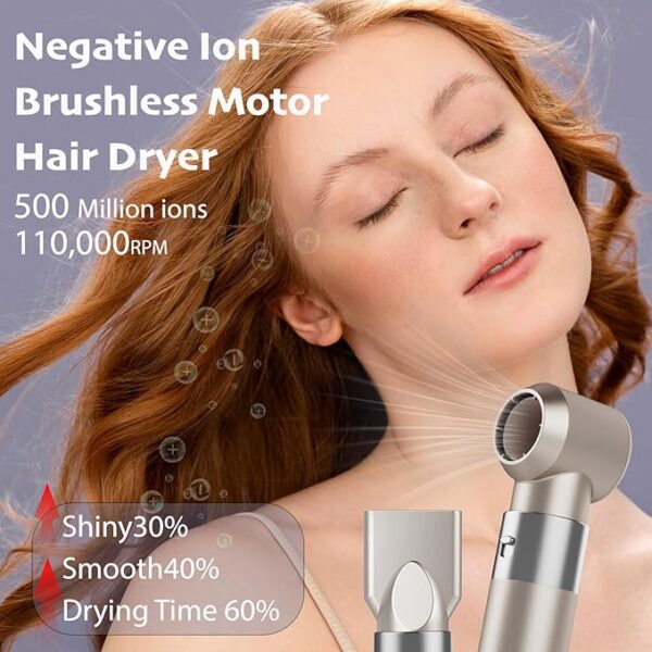 6 in 1 Hair Air Styler, Ionic Hair Dryer Brush 110,000 RPM High-Speed Frizz- Free Hot-Air Auto Wrap Curlers, Multi Hair Styler, Blow Dryer for Fast Drying Straightening Volumizing Curling Styling - Image 5