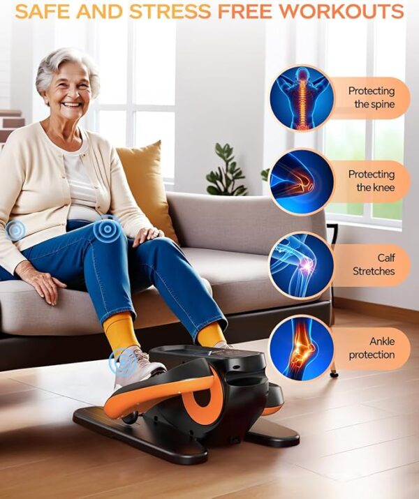 Under Desk Elliptical Machine, Ellipse Leg Exerciser as Seen on Tv for Seniors Adults with 12 Adjustable Speed, Quiet & Portable Seated Pedal Exerciser with Remote Control & Non-Slip Foot Straps - Image 3