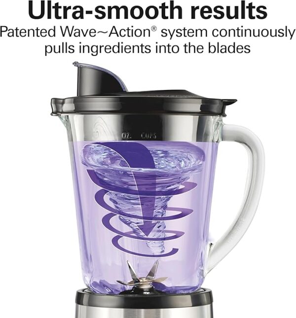Hamilton Beach Wave Crusher Blender For Smoothies With 40 Oz Glass Jar and 14 Functions, Ice Sabre Blades & 700 Watts for Consistently Smooth Results, Black + Stainless Steel (54221) - Image 5