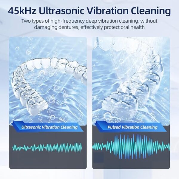 Ultrasonic Retainer Cleaner, Retainer Cleaner Machine for Dentures, Mouth Guards, Braces, Toothbrush Heads, Jewelry with 200ML Capacity, 45kHz Retainer Cleaning, 4 Modes for All Dental Appliances - Image 5