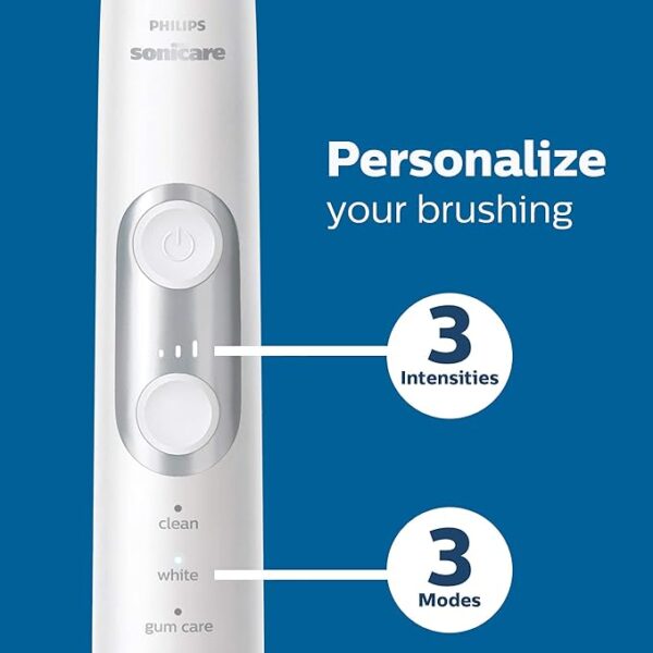 Philips Sonicare ProtectiveClean 6100 Rechargeable Electric Toothbrush, with Pressure Sensor, 3 Cleaning Modes, SmarTimer and QuadPacer, 14-Day Battery Life, Travel Case, Navy Blue, Model HX6871/49 - Image 4