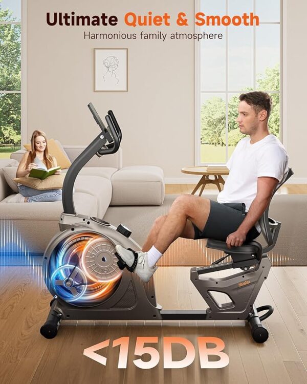 Niceday Recumbent Exercise Bike, Recumbent Bike for Home, Recumbent Stationary Bike 400LBS Weight Capacity, Magnetic Recumbent Bike with Smart APP, LCD Monitor, Heart Rate Handle - Image 3