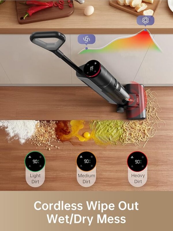 DREAME H12 PRO Wet Dry Vacuum Cleaner, Cordless Vacuum Mop All in One, Smart Floor Cleaner for Hard Floor, One-Step Edge to Edge Cleaning with Hot Air Drying - Image 6