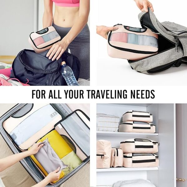 Veken 8 Set Packing Cubes for Travel, Gifts for Women Mom, Suitcase Organizer Bags for Luggage with Hanging Toiletry Bag and Shoe Bag, Vacation Essentials Travel Accessories for Cruise Ship - Image 6