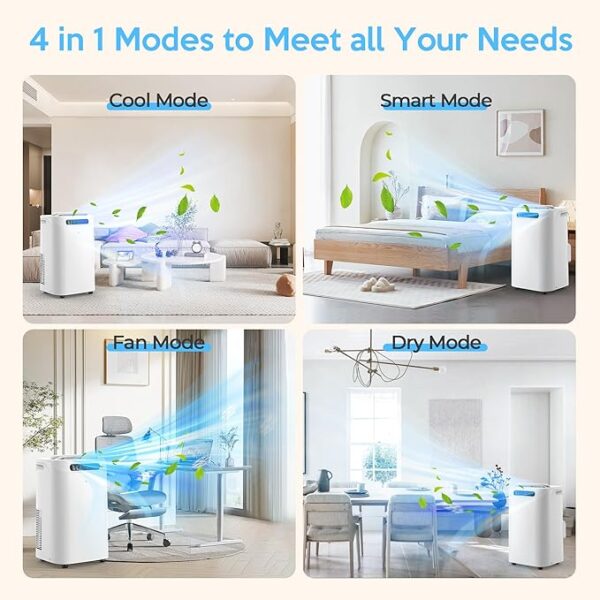 Portable Air Conditioners 14000Btu with Remote Control, 3-in-1 Free Stand Smart Cooling AC Unit with Dehumidifier, Fan, Cools Room up to 700 sq.ft, Auto Swing,24H Timer, Windows Kit Included - Image 6